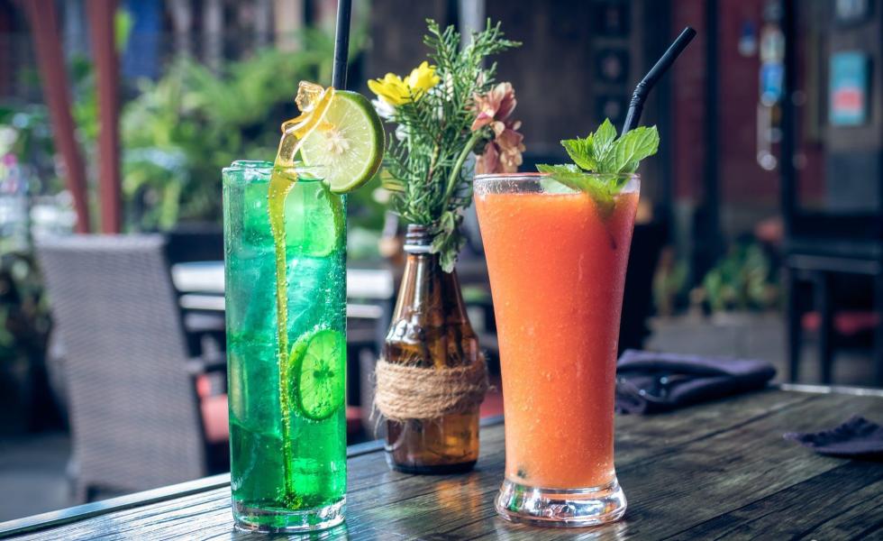 lime juice and fruit shake on glass